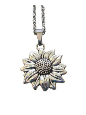 New Sunflower Pendant Necklace With 18" Stainless Chain Floral Jewelry Gift